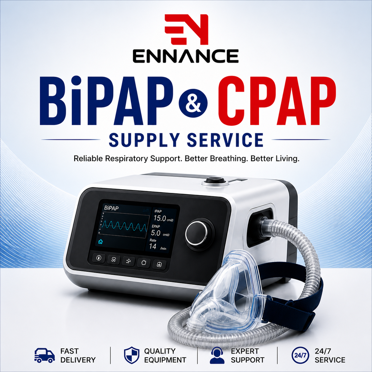 BiPAP & CPAP Machine Supply in Kerala | 24/7 Respiratory Support – Ennance Healthcare